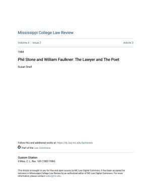 Phil Stone and William Faulkner: the Lawyer and the Poet