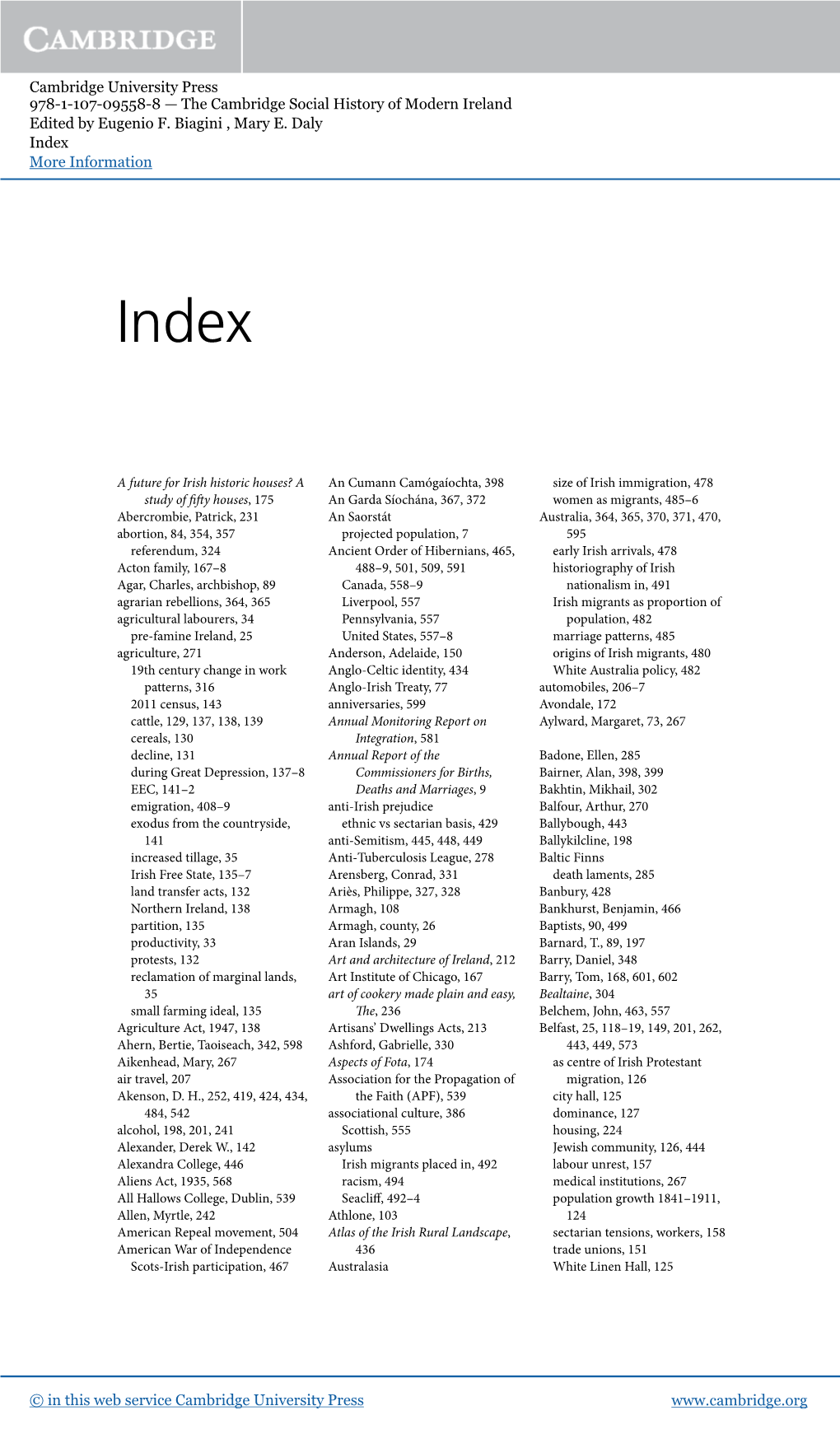 Cambridge University Press 978-1-107-09558-8 — the Cambridge Social History of Modern Ireland Edited by Eugenio F