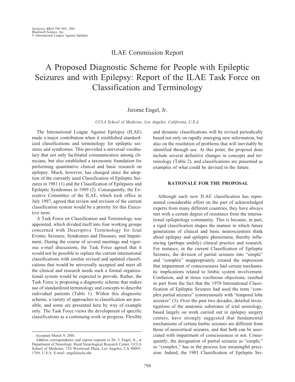 A Proposed Diagnostic Scheme for People with Epileptic Seizures and with Epilepsy: Report of the ILAE Task Force on Classification and Terminology