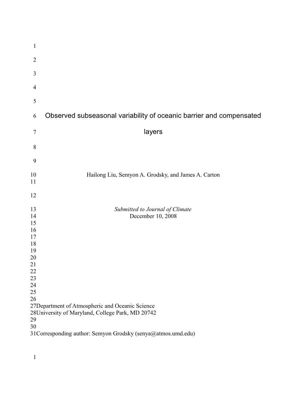 Variability of Oceanic Barrier Layer and Compensated Layer