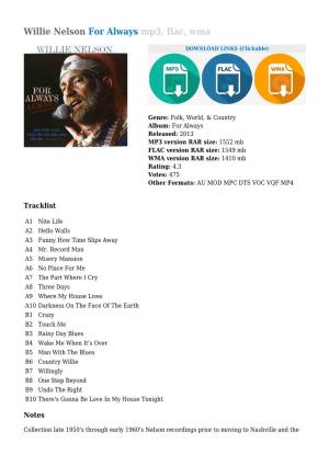 Willie Nelson for Always Mp3, Flac, Wma