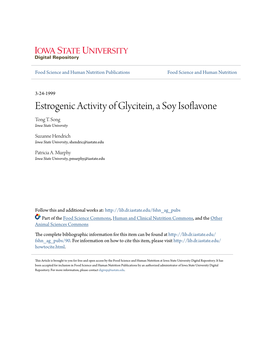 Estrogenic Activity of Glycitein, a Soy Isoflavone Tong T