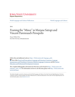 In Marjane Satrapi and Vincent Paronnaud's Persepolis Stacey Weber-Fève Iowa State University, Sweber@Iastate.Edu