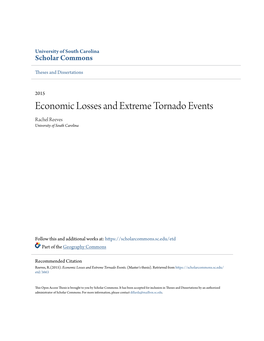 Economic Losses and Extreme Tornado Events Rachel Reeves University of South Carolina
