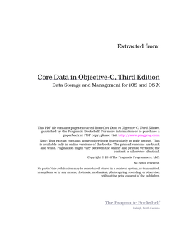 Core Data in Objective-C, Third Edition Data Storage and Management for Ios and OS X