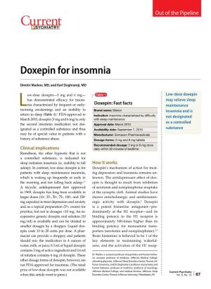 Doxepin for Insomnia