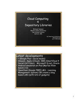 Cloud Computing 4 Depository Libraries Latest Developments