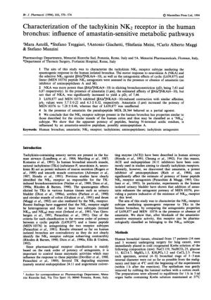 Characterization of the Tachykinin NK2 Receptor in the Human Bronchus: Influence of Amastatin-Sensitive Metabolic Pathways
