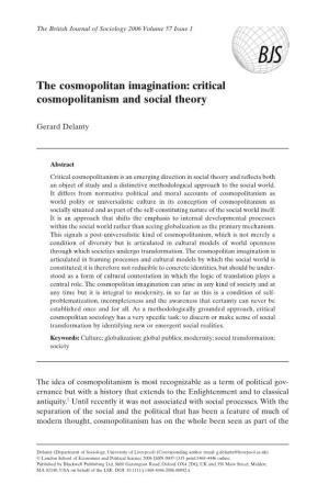 The Cosmopolitan Imagination: Critical Cosmopolitanism and Social Theory