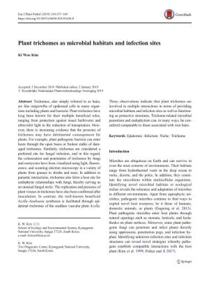 Plant Trichomes As Microbial Habitats and Infection Sites