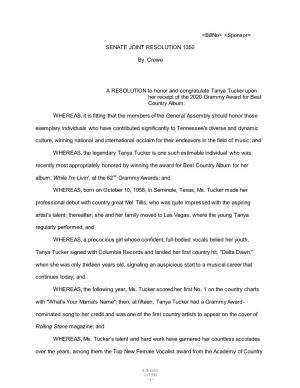 SENATE JOINT RESOLUTION 1350 by Crowe a RESOLUTION to Honor