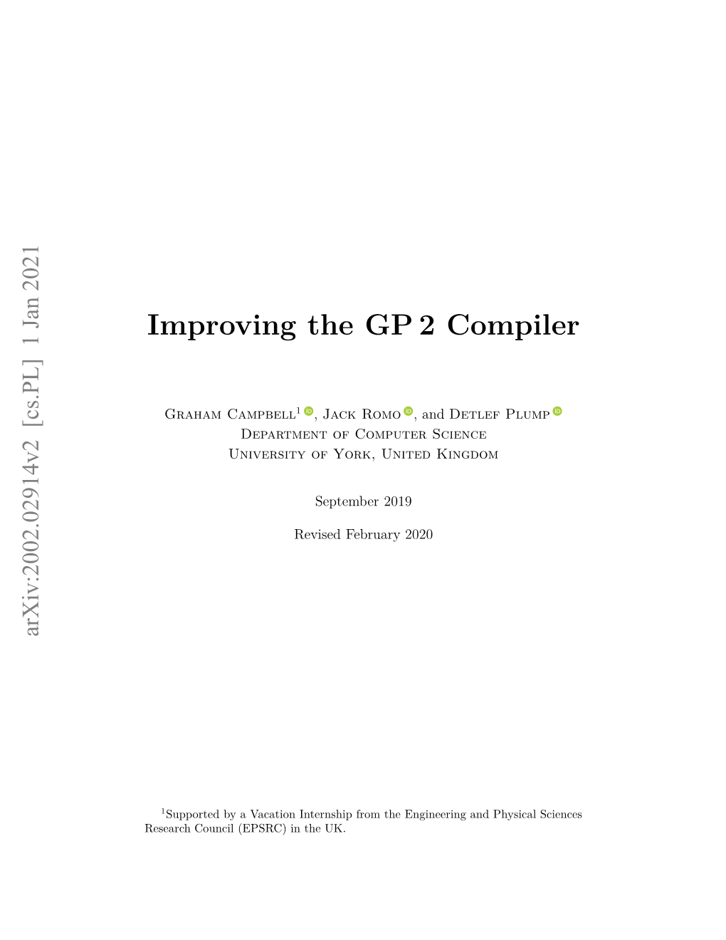 Improving the GP 2 Compiler