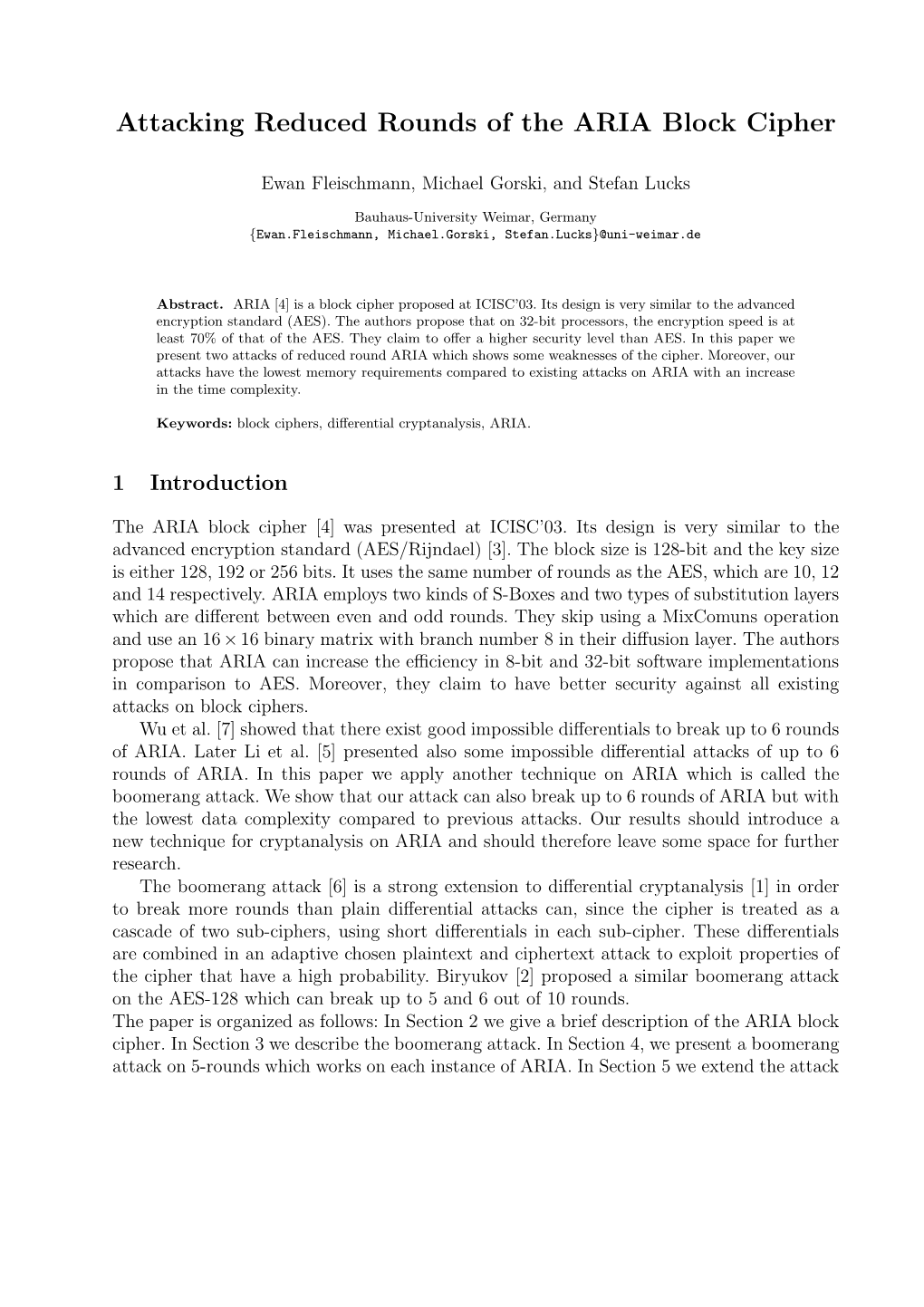 Attacking Reduced Rounds of the ARIA Block Cipher