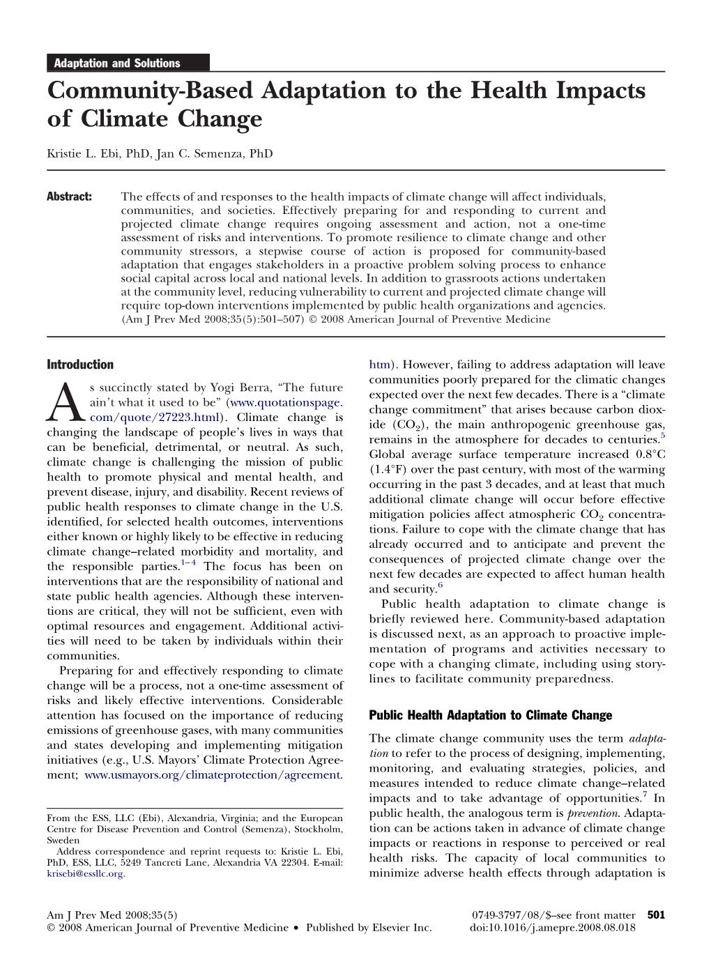 Community-Based Adaptation to the Health Impacts of Climate Change