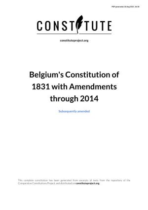 Belgium's Constitution of 1831 with Amendments Through 2014