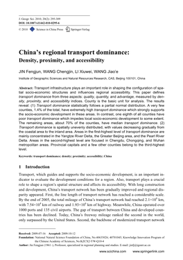China's Regional Transport Dominance