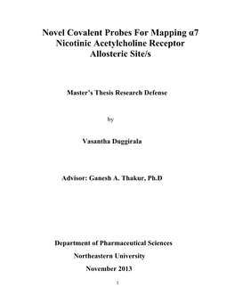 Novel Covalent Probes for Mapping Α7 Nicotinic Acetylcholine Receptor Allosteric Site/S