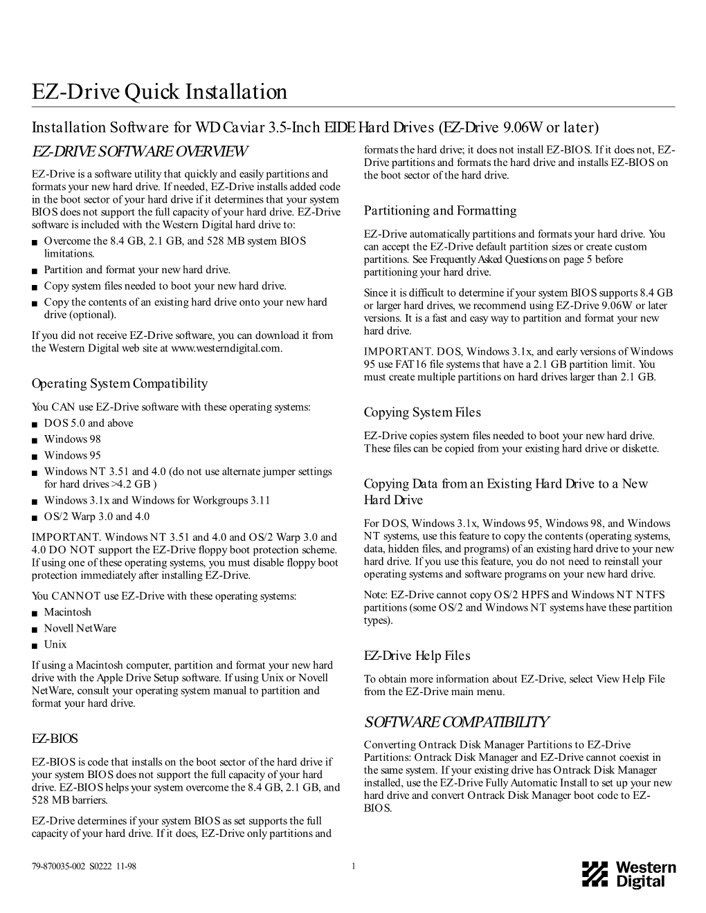 EZ-Drive Quick Installation