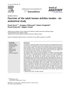 Fascicles of the Adult Human Achilles Tendon – an Anatomical Study