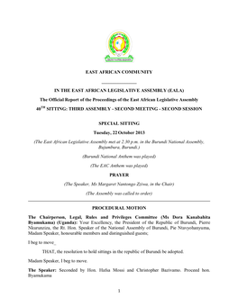 22 October 2013 (The East African Legislative Assembly Met at 2.30 P.M