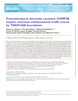 Frontotemporal Dementia Causative CHMP2B Impairs Neuronal