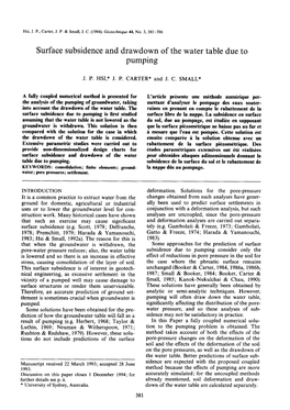 Surface Subsidence and Drawdown of the Water Table Due to Pumping