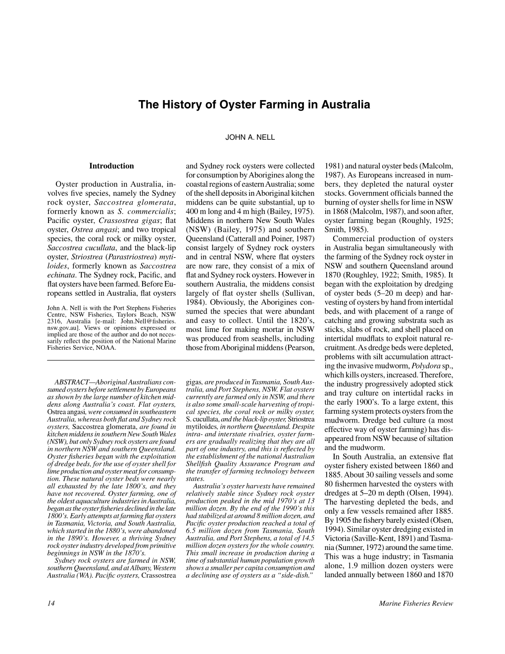 The History of Oyster Farming in Australia