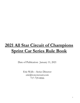 2021 All Star Circuit of Champions Sprint Car Series Rule Book