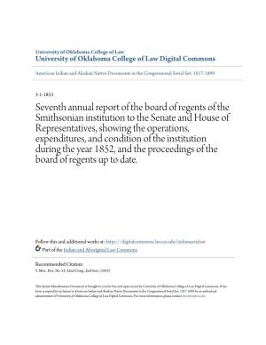Seventh Annual Report of the Board of Regents of the Smithsonian Institution to the Senate and House of Representatives, Showing