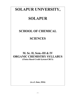 M. Sc. II, Sem.-III & IV ORGANIC CHEMISTRY SYLLABUS