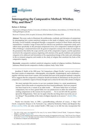 Interrogating the Comparative Method: Whither, Why, and How?1