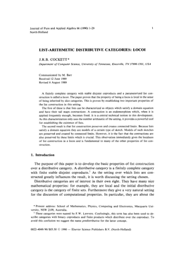 List-Arithmetic Distributive Categories: Loco1