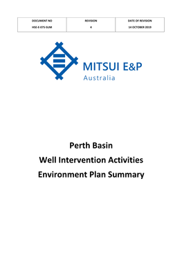 Perth Basin Well Intervention Activities Environment Plan Summary