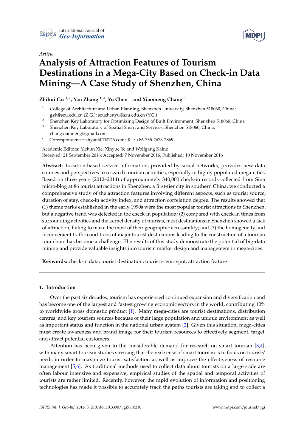 Analysis of Attraction Features of Tourism Destinations in a Mega-City Based on Check-In Data Mining—A Case Study of Shenzhen, China