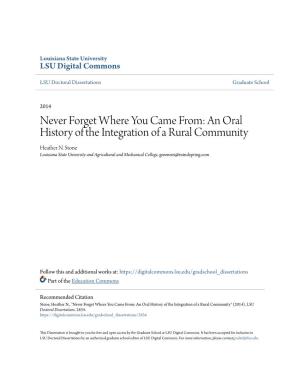 An Oral History of the Integration of a Rural Community Heather N