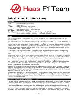 Bahrain Grand Prix: Race Recap