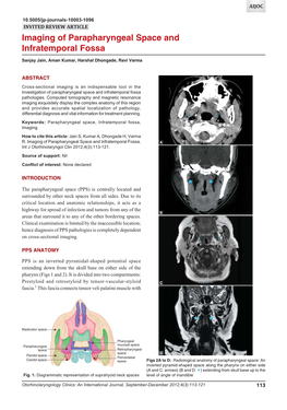Imaging of Parapharyngeal Space and Infratemporal Fossa Imaging of Parapharyngeal Space and Infratemporal Fossa