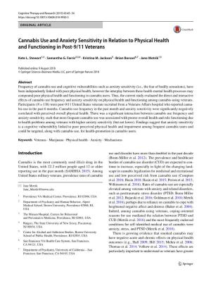 Cannabis Use and Anxiety Sensitivity in Relation to Physical Health and Functioning in Post-9/11 Veterans