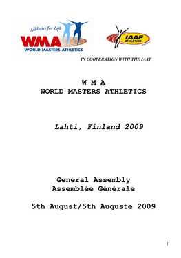 WMA WORLD MASTERS ATHLETICS Lahti