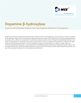 Dopamine Β-Hydroxylase Dopamine Beta-Hydroxylase; Dopamine Beta-Monooxygenase; Dopamine Β-Monooxygenase