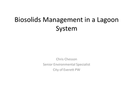 Biosolids Management in a Lagoon System
