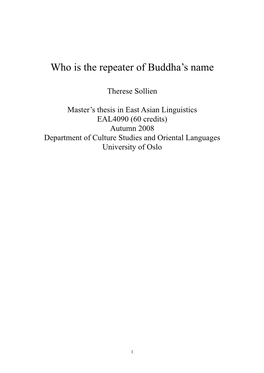Who Is the Repeater of Buddha's Name
