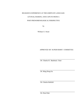 Lévinas, Marion, and Caputo from a Post-Phenomenological Perspective