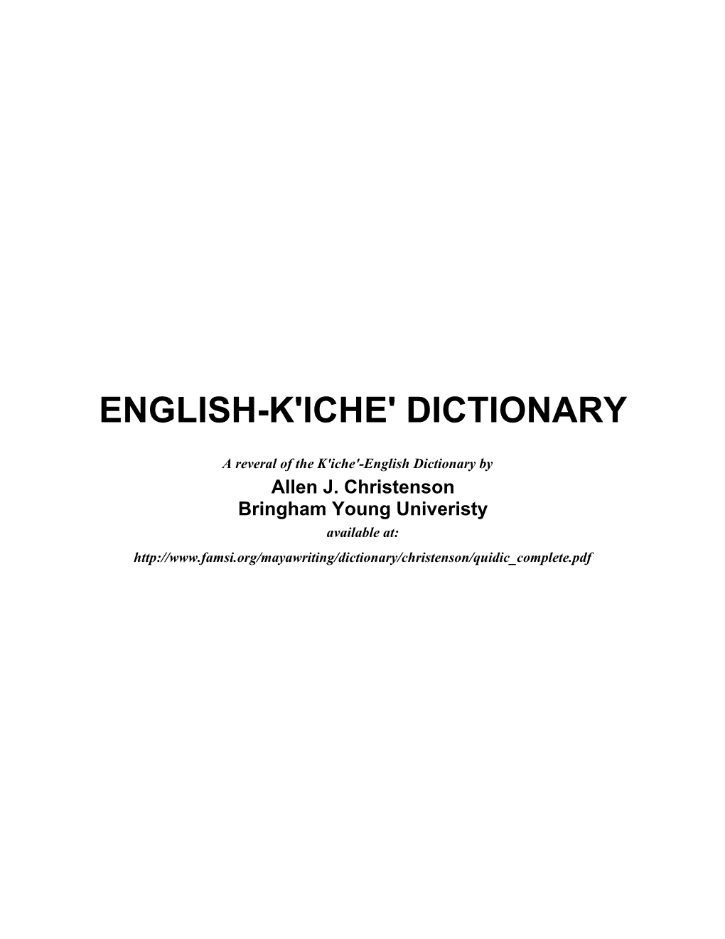 English-K'iche' Dictionary