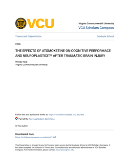 The Effects of Atomoxetine on Cognitive Performace and Neuroplasticity After Traumatic Brain Injury