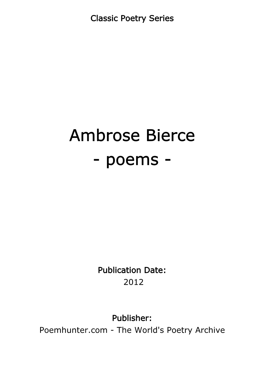 Ambrose Bierce - Poems