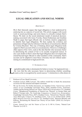 Legal Obligation and Social Norms
