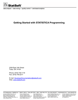 Getting Started with STATISTICA Programming