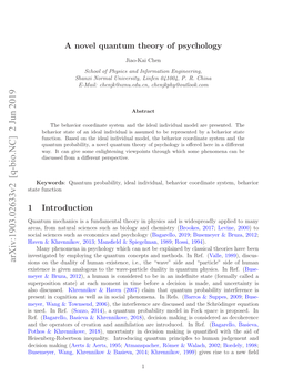 A Novel Quantum Theory of Psychology in a Diﬀerent Way