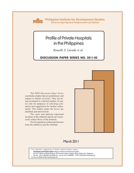 Profile of Private Hospitals in the Philippines